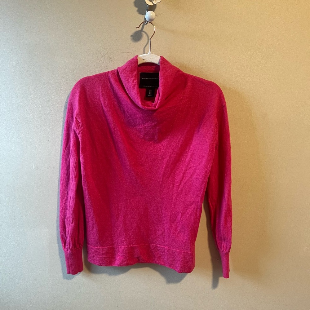 adrienne vittadini pink extra fine merino wool sweater size Small